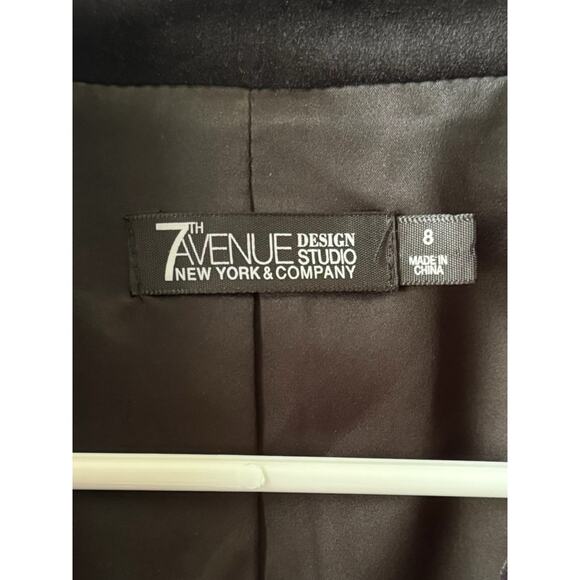 7th Avenue New York & Company Blazer Women’s 8 Black Velvet One Button Jacket - Picture 2 of 8